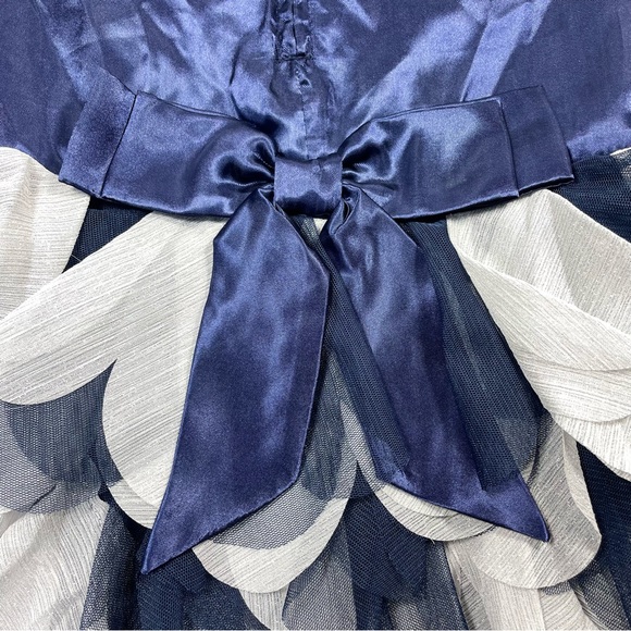 NWOT Blue Glittery Lace Dress Scallop Sweep - Picture 5 of 9